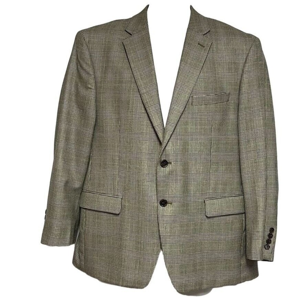 Lauren Ralph Lauren Mens 2 Button Sport Coat Silk Wool‎ Glen Plaid Houndstooth
